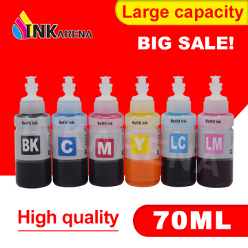 INKARENA Dye ink Based Non OEM 6 color Refill Ink Kit 70ml for Epson L800 L801 printing ink Cartridge No. T6731/2/3/4/5/6