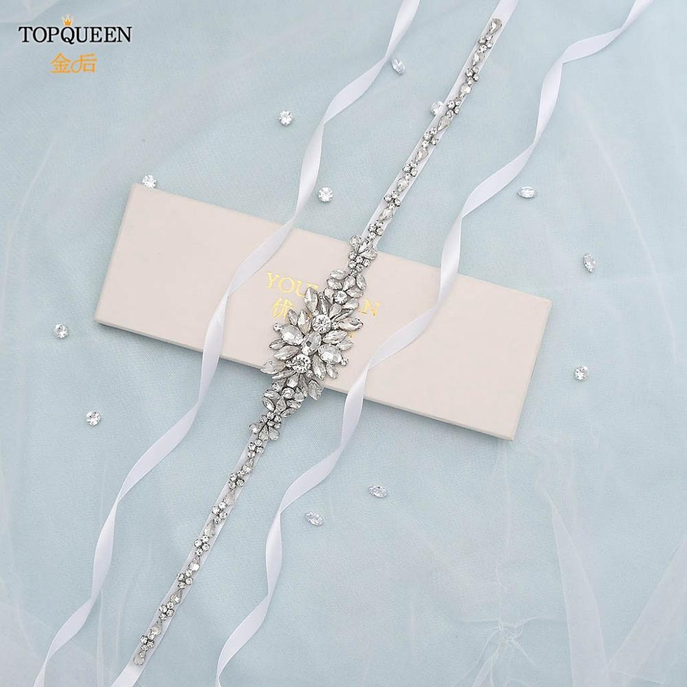 TOPQUEEN S352 Wedding Belts Rhinestone Belts for Wedding Dresses Thin Bridesmaid Belt Shiny Belt Wedding Decoration Party Belt