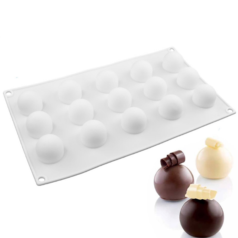 3D Silicone Molds Mini Truffle 15 Hole Round Ball Shaped Baking Moulds Cake Mold for Dessert Muffin Brownie Pudding Jello