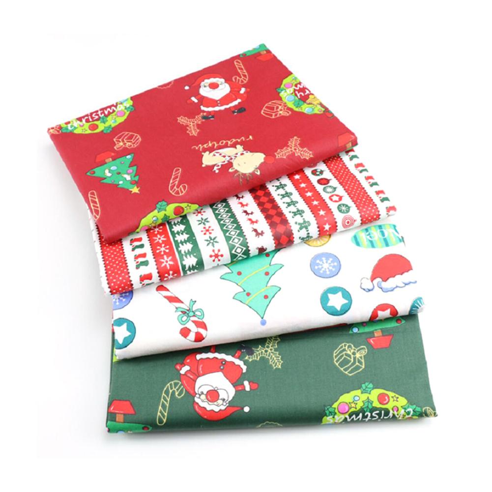 4PCS Christmas Cotton Fabric Printed Cloth DIY Clothes Quilts Patchwork Handmade Wallet Craft Tool Sewing Accessories
