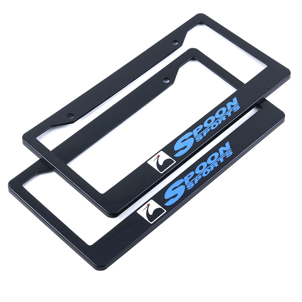 2X Black ABS Racing Car License Plate Frame Tag Cover Holder For USA Standard