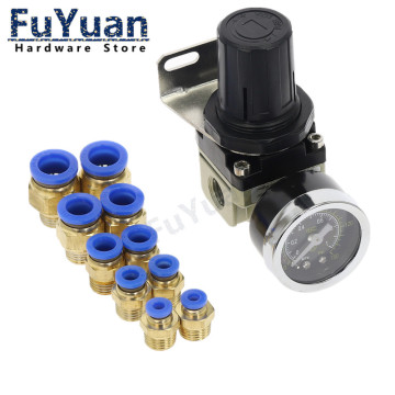 AR2000-02 Pressure Regulating Valve, G1/4'' Pneumatic mini air pressure regulator air treatment units W Fittings