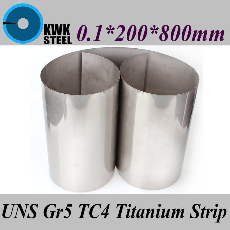 0.1x200x800mm Titanium Alloy Strip UNS Gr5 TC4 BT6 TAP6400 Titanium Ti Foil Thin Sheet Industry or DIY Material Free Shipping