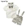 Summer style baby boy clothing set newborn infant clothing 2pcs short sleeve t-shirt + suspenders gentleman suit