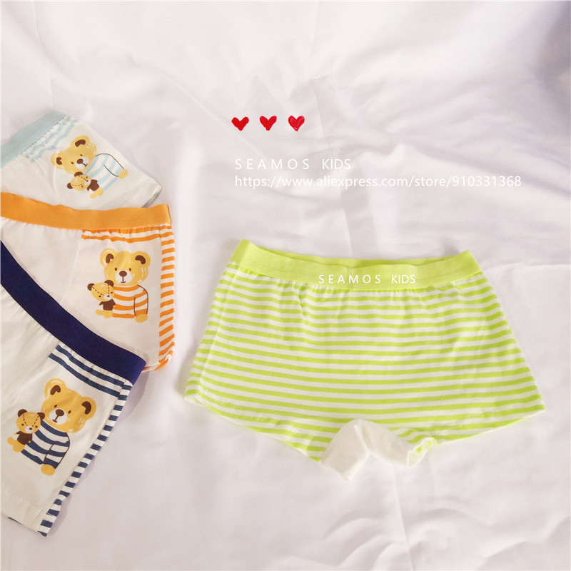 3Pcs Lot Kids Shorts Boys Underwear Stripe Bear Color Baby Children's Cotton Briefs ZL39