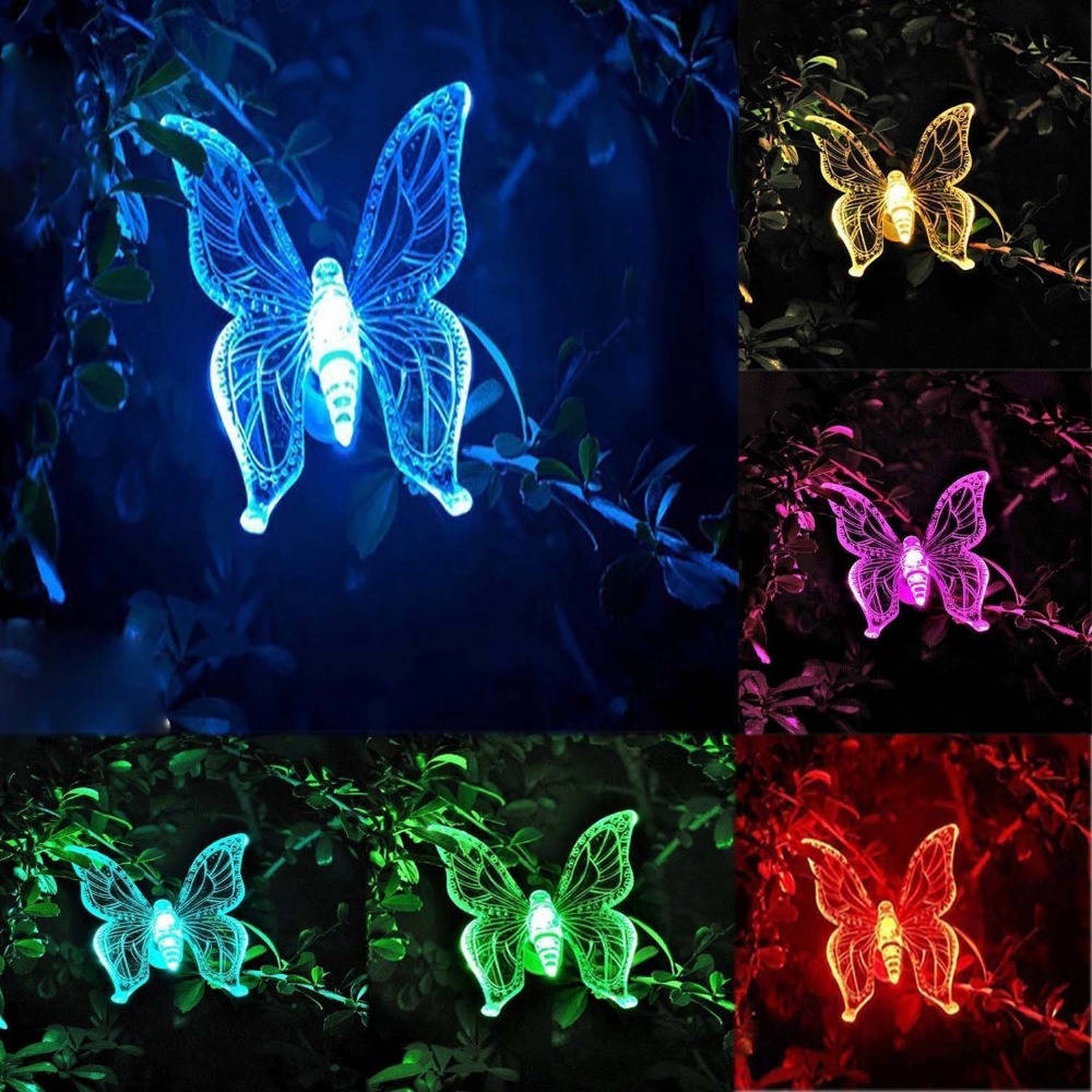 Color-Changing LED Garden Solar Light Outdoor Waterproof Dragonfly/Butterfly/Bird Solar LED for Garden Decoration Path Lawn Lamp