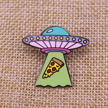 Pizza Alien Spaceship Hard enamel Pin badge Brooch