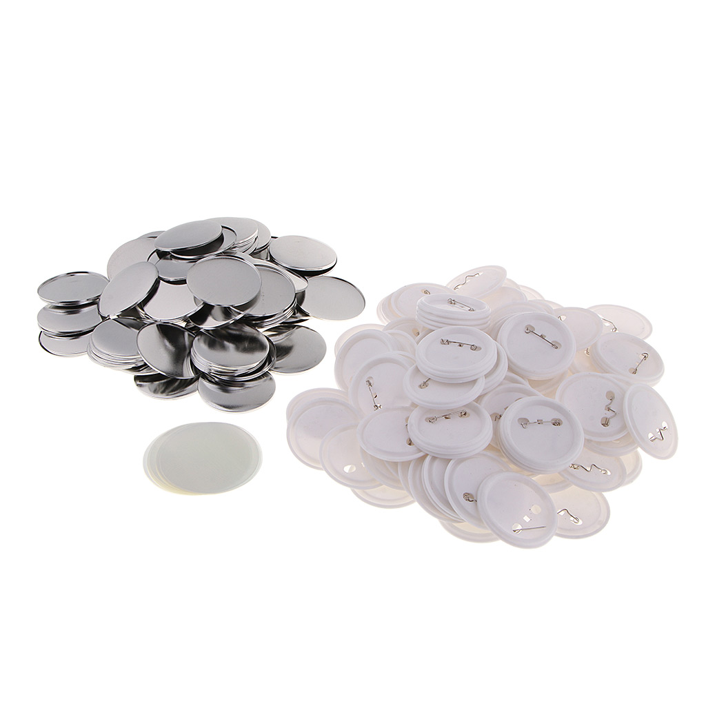 100Pcs 58mm Button Parts Button Maker Parts Top/Bottom Cover Clip Pin Button Parts for Badge Maker Machine Craft Making Mold Kit