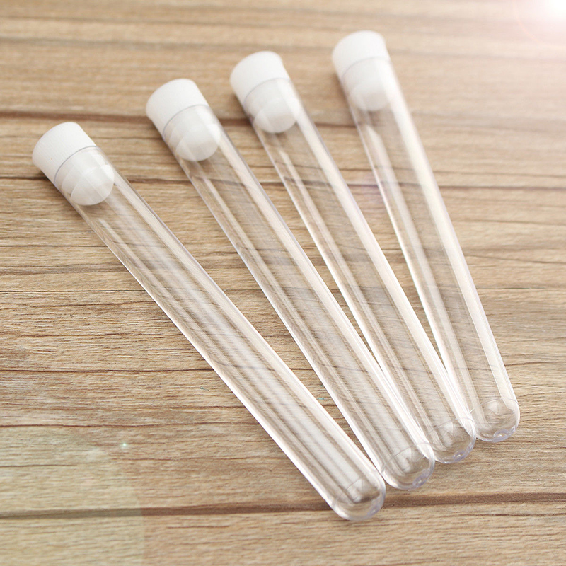 50Pcs Clear Plastic Test Tubes Sample Container Screw Seal Hard with Push Cap for School Lab Supplies 12*100mm
