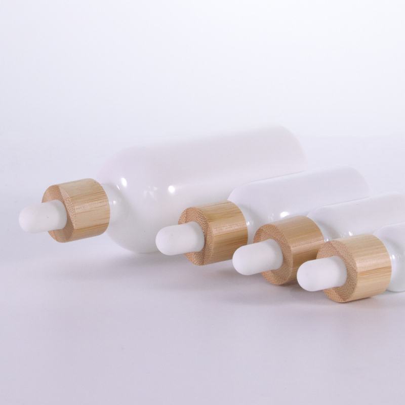 Opal White Glass Bottle With Bamboo Dropper2 Jpg
