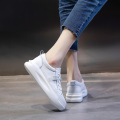 Genuine Leather Casual Shoes Women Sneakers Autumn Light White Sneakers Platform Med Heel Ladies Shoe Comfortable Running Shoes