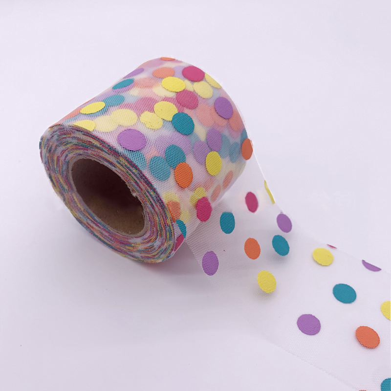5yards 60mm 120mm Colorful Dots Print Organza Stain Ribbon for DIY Crafts Hair Accessories Handmade Materials Gift Box Ribbons