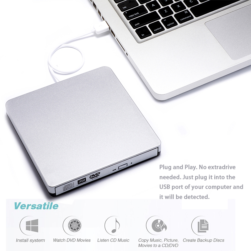 KuWfi USB 2.0 External DVD-RW Drive Burner Slim Portable External VCD/CD/DVD Player Optical Drive Reader Recorder for Laptop