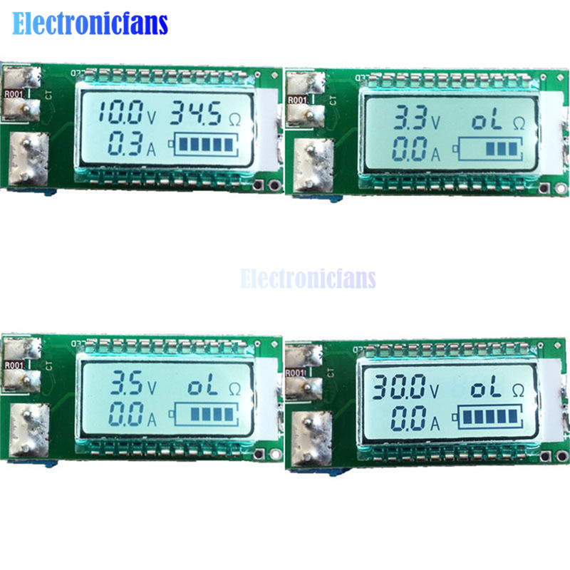 18650 26650 Digital LED Lithium Li-ion Battery Tester Meter Back Light Voltage/Capacity/Current/Load Resistance Tester Module