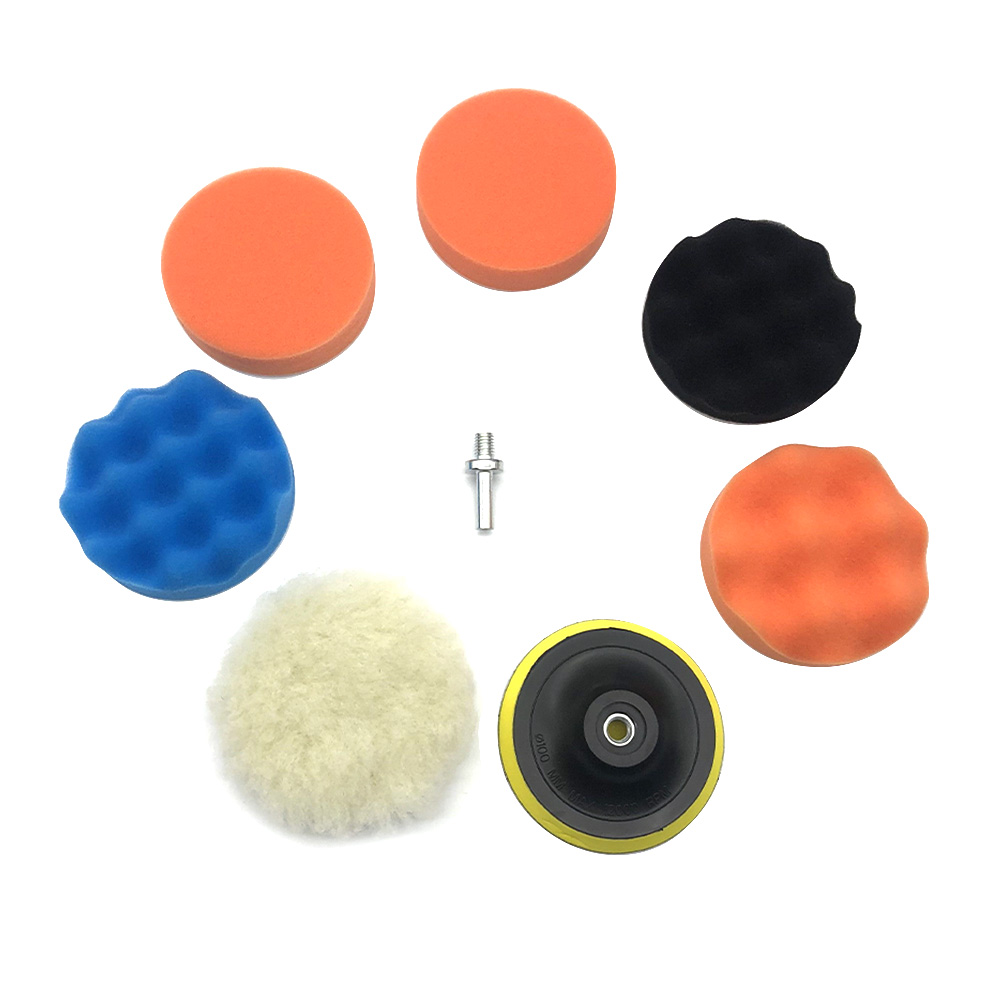 7pcs 100mm Sponge 4 inch Polishing Buffing Pads Set with M14 Drill Adapter For Boat Auto Car Wheel Polisher Waxing Pads Buffing