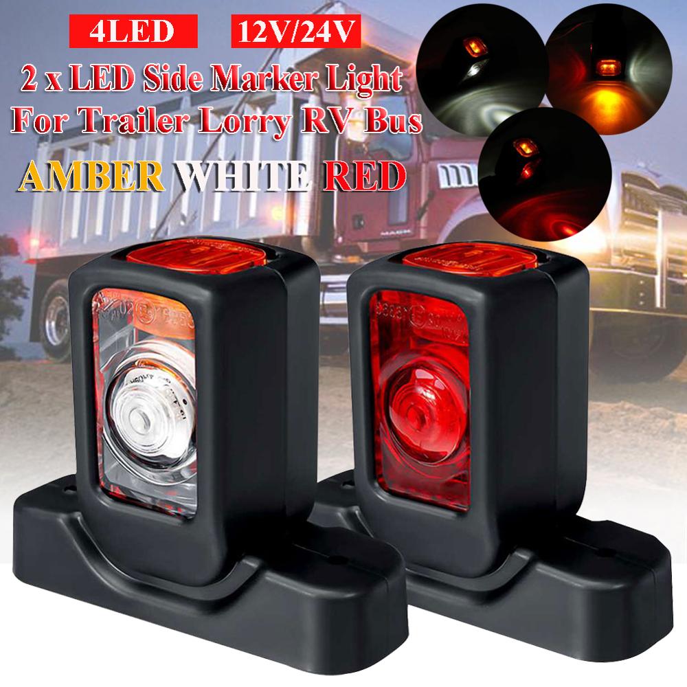 1 Pair 12/24V Truck LED Side Marker Light Triple Amber White Red Indicator Lamps For Trailer Lorry RV Bus LED Side Marker Lights