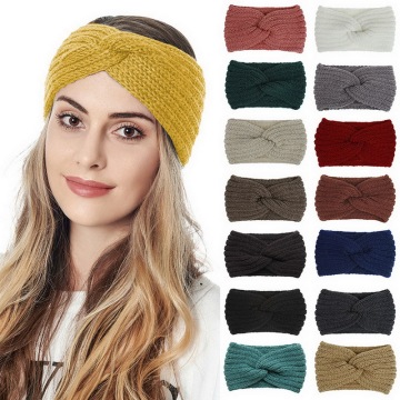 New Knitted Knot Cross Headband For Women Autumn Winter Girls Hair Accessories Headwear Elastic Hair Band Solid Hair Accessories