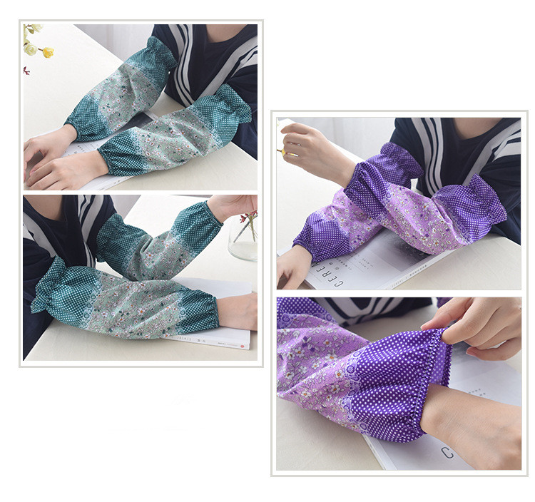 1Pair Kitchen Cooking Sleeve Polyester Thicken Antifouling Waterproof Flower Oversleeves Home Cleaning Accessories ND 014