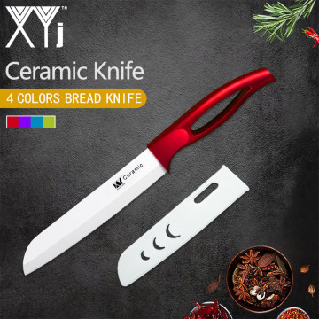 XYj Kitchen Tools 6 inch Serrated Bread Ceramic Kitchen Knife Sharp Blade Four Colors Hollow Handle Kitchen Knife Ceramic Knife