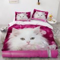 3D Bedding Sets Red Duvet Quilt Cover Set Comforter Bed Linen Pillowcase King Queen 173*230cm Size Dogs Pet Dog Cat Design