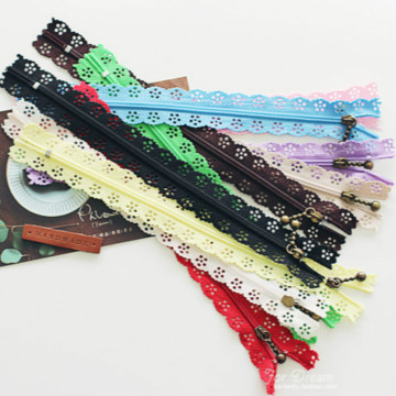 20 PCS/LOT Decorative Lace Zipper CLOSE END ART DIY for DRESS SKIRT Sewing Accessories