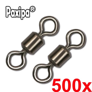 500pcs Stainless Steel Fishing Barrel Swivel Solid Ring Sizes Rolling Swivel Connector Fishing Accessories