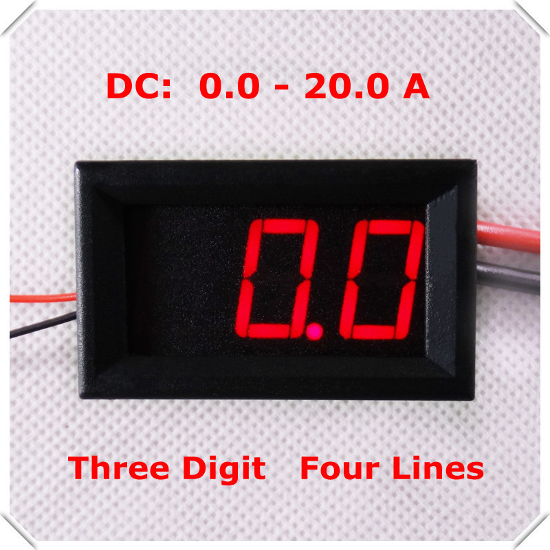 RD 0.56" Digital Ammeter AMP DC 0-20A Four wires 3 digit Current Panel Meter led Display Color: Red [ 4 pieces / lot]