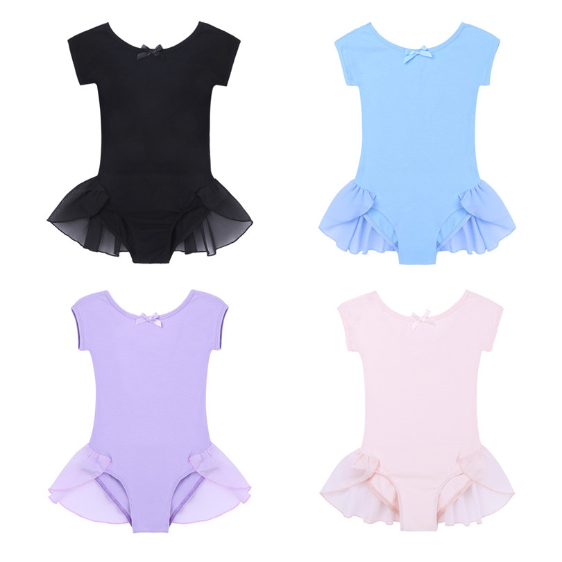 iEFiEL Children Girls Gymnastic Ballet Leotard Tutu Dance Dress Short Sleeve Kids Princess Ballerina Fairy Fancy Party Dancewear