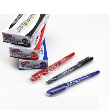 10pcs Dual side color marker pen Bold Fine tip Oil based permanent ink black red blue for CD metal glass fabric ceramic A6875