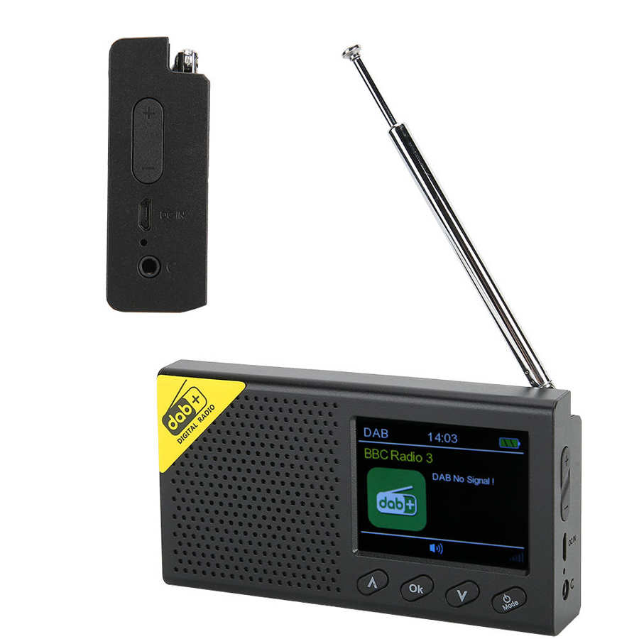 Portable Bluetooth Digital Radio DAB/DAB+ and FM Receiver 2.4 inch LCD Display Screen Rechargeable Lightweight Home Radio