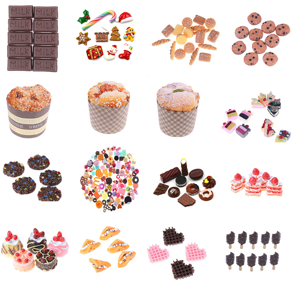 1/3/5/6/10pcs Hot Sale Mini Play Toy Fruit Food Cake Candy Fruit Biscuit Donuts Miniature For Dolls Accessories Kitchen Play Toy