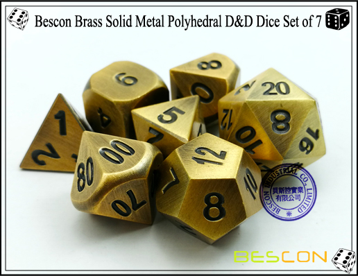 Bescon Brass Solid Metal Polyhedral D&D Dice Set of 7-5