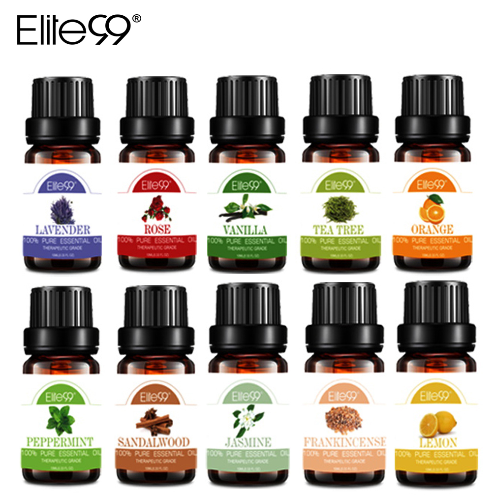 Elite99 10ml 10pcs Pure Essential Oil Set Diffuser Humidifier Massage Lavender Tea Tree Frankincense Aromatic Essential Oils