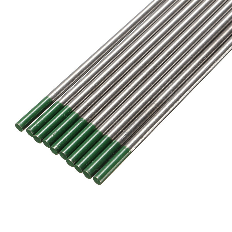 10pcs WP Ground Finish Green Tips Tig Welding Rods Pure Tungsten Electrodes 3.2mm*150mm