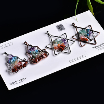 1PC fashion seven chakras crystal gemstone pendant natural crystal magic repair healing crystal can be used for party DIY gifts