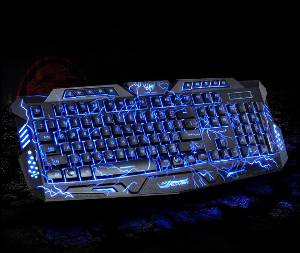 ZUOYA Gaming Keyboard Russian/English LED 3-Color M200 Breathing Backlit USB Wired Colorful Waterproof Game Keyboard