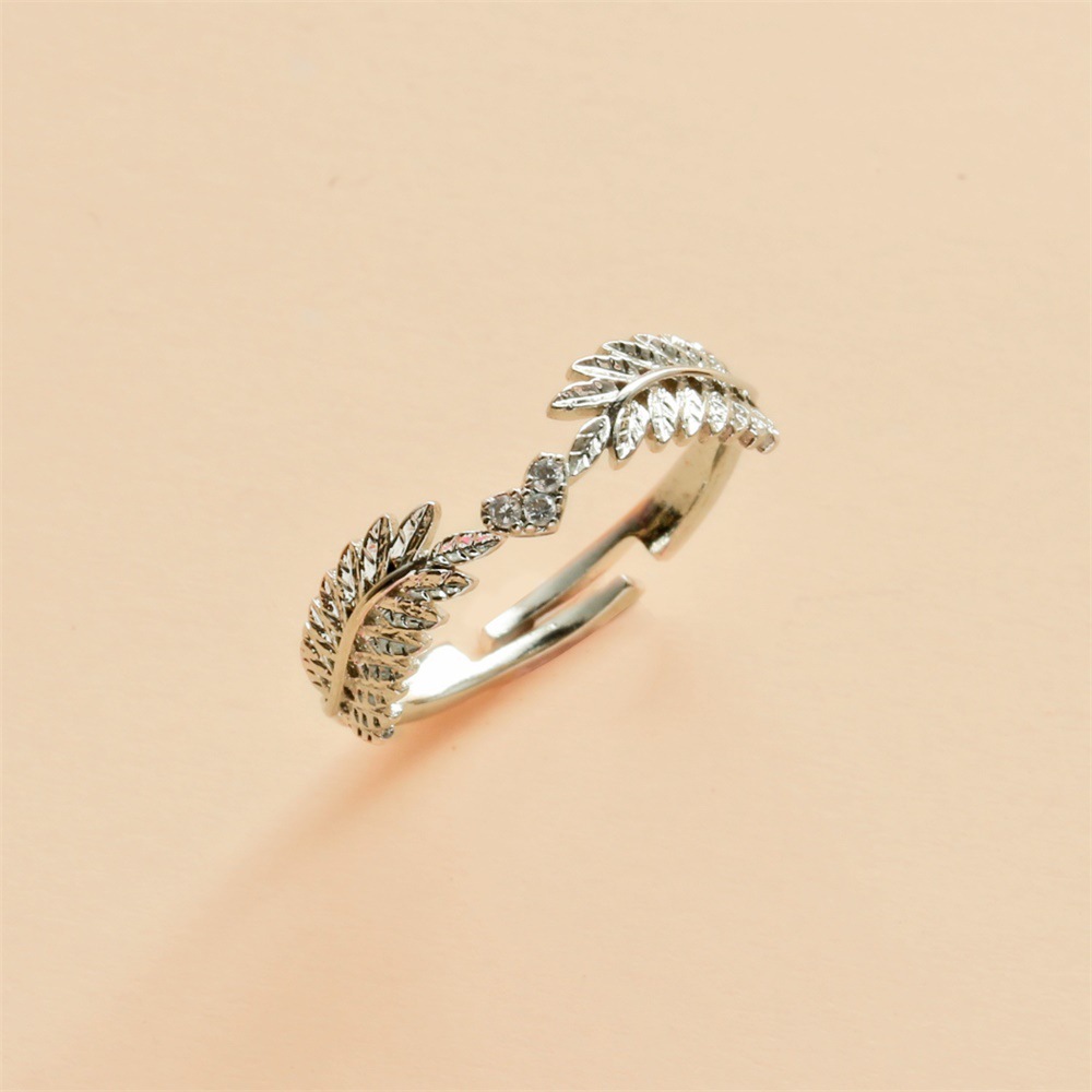 5pcs Korean version of the new small fresh sweet opening leaf ring female light luxury olive branch ring ring tail ring