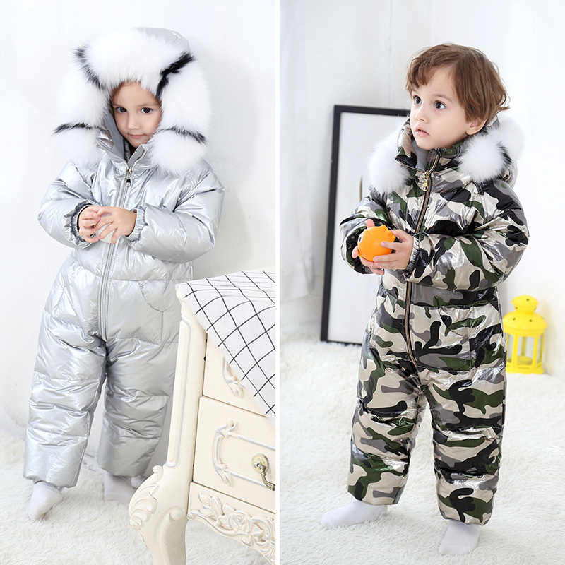 -30 Russian Winter Snowsuit 2019 Boy Baby Jacket 90% Duck Down Outdoor Infant Clothes Girls Climbing For Boys Kids Jumpsuit 2~5y