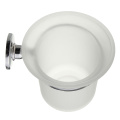 CNIM Hot Chrome Round Wall Mounted Toilet Brush and Frosted Glass Toilet Brush Holder