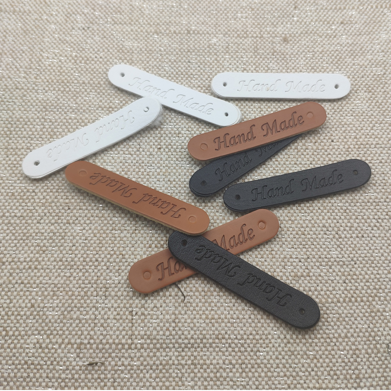 48Pcs 10X50Mm Hand Made Pu Leather Labels For Clothes Handmade Tags With Two Hole For Gift Hand Made Sewing Labels Leather Tag