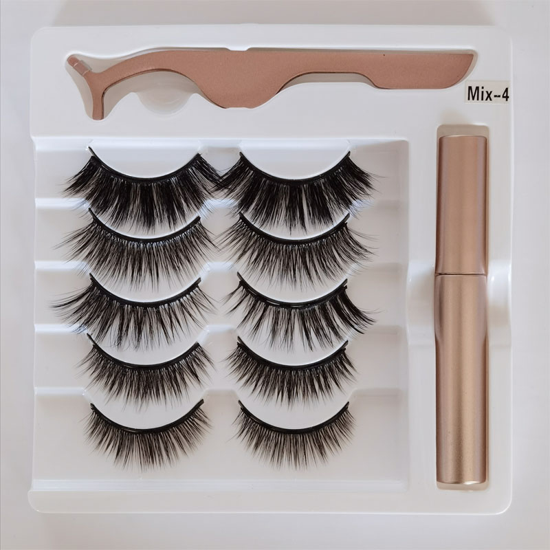 5 Pairs maquillaje False Eyelashes & Tweezer Set magnetic natural long lashes makeup faux cils Eyelash liquid eyeliner