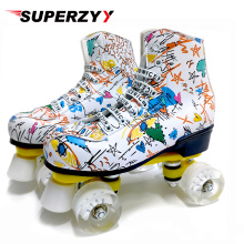 Microfiber Roller Skates Double Row 4 Wheels PU Skating Shoes Sliding Inline Skates Kids Gifts Roller Sneakers Training