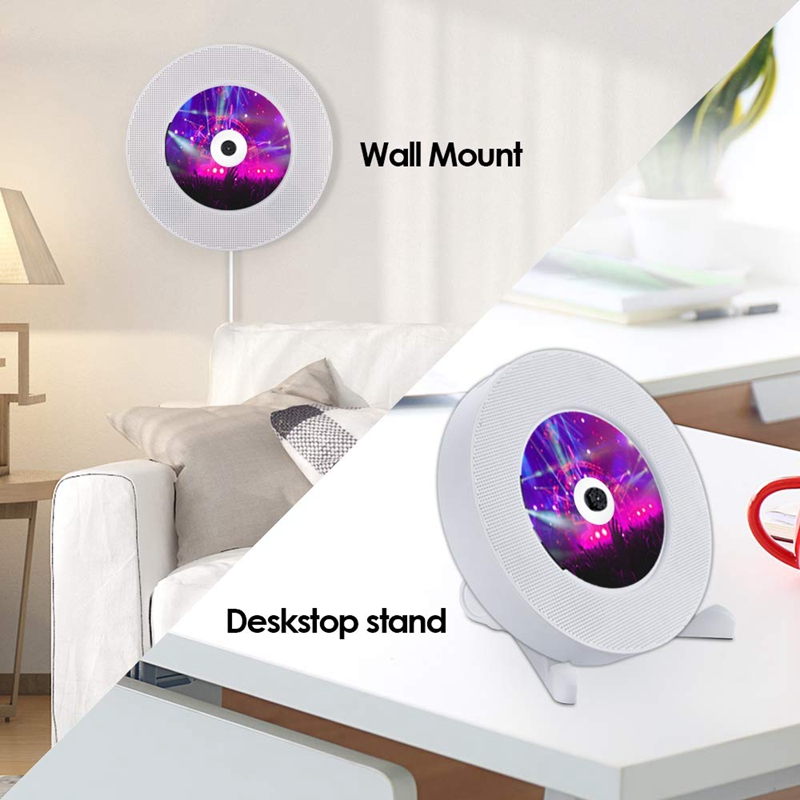 Portable DVD CD Player Wall Mountable Wireless Bluetooth Home Music Player with Remote Control FM Radio Speakers MP3