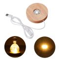 Wood Lamp Base White Light Rechargeable Remote Control Wood LED Light Rotating Display Stand Lamp Holder Lamp Base
