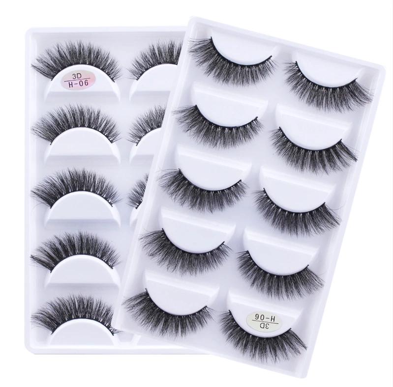 5 pairs natural false eyelashes fake lashes long makeup one box 3d mink lashes eyelash extension mink eyelashes for beauty H06