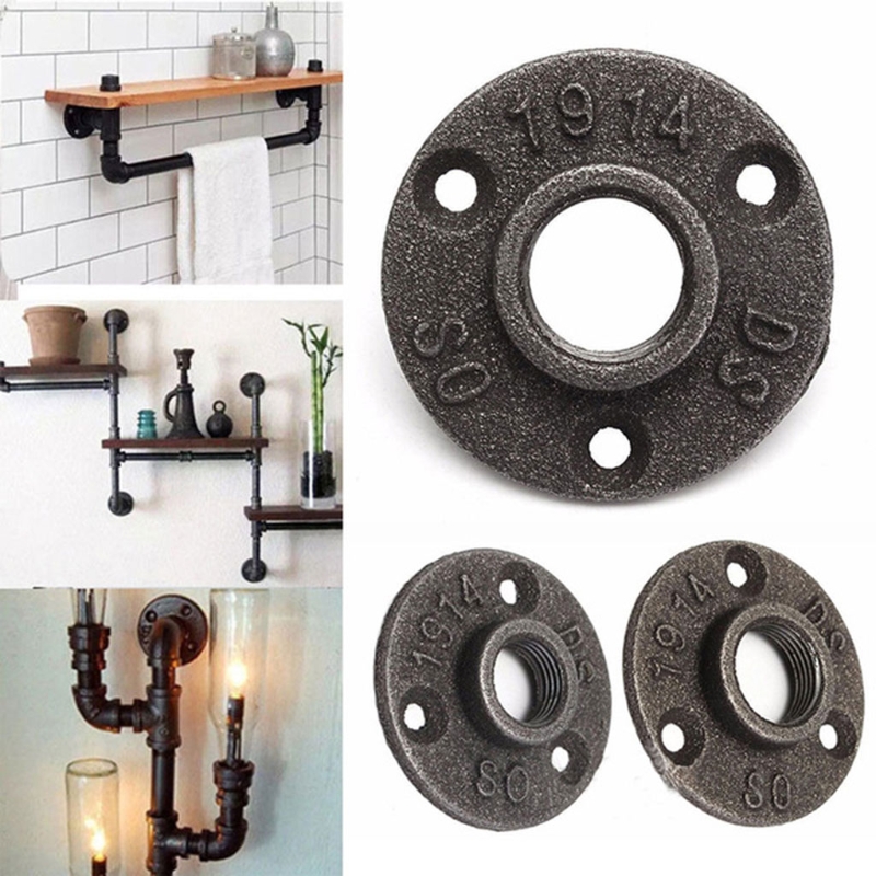 3/4\" Malleable Threaded Floor Flange Iron Pipe Fittings Wall Mount Black