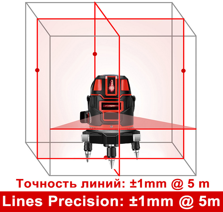 635nm 5 lines 6 points green/red laser level 360 degree rotary Self leveling cross laser line level with outdoor mode