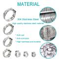 125Pcs 304 Stainless Steel Single Ear Stepless Hose Clamps Clamp Assortment Kit Crimp Pinch Rings for Securing Pipe Hoses