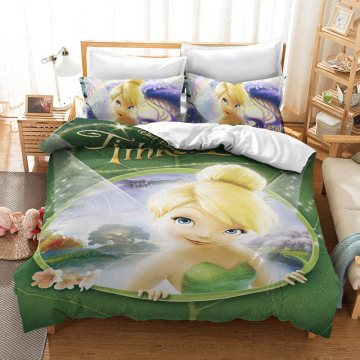 Disney Peterpan Tinker Bell Bedding Set Duvet Cover and Pillowcase Full Size Bed Set Comforter Set for Bedding