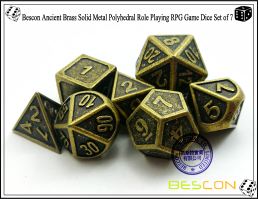 Bescon New Style Ancient Brass Solid Metal Polyhedral Role Playing RPG Game Dice Set (7 Die in Pack)-5